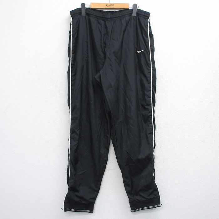 W37★古着 ナイキ NIKE イージー パンツ メンズ 00年代 00s ワンポイントロゴ 黒 ブラック 25oct29 中古 ボトムス ロング
