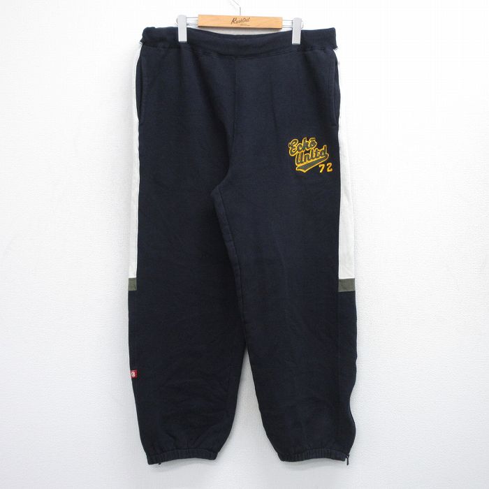 W39★古着 エコー ECKO スウェット パンツ メンズ ワンポイントロゴ 紺 ネイビー 25oct29 中古 ボトムス ロング