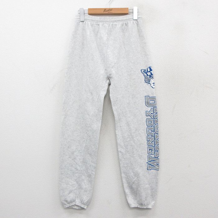W27★古着 スウェット パンツ メンズ 90年代 90s BRIGHAM YOUNG USA製 薄グレー 霜降り 25nov21