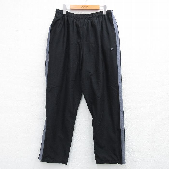 W34★古着 チャンピオン Champion ジャージ パンツ メンズ 90年代 90s ワンポイントロゴ 黒 25nov27