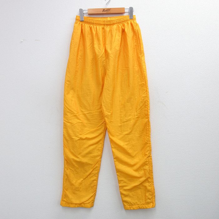 W29★古着 ナイロン パンツ メンズ 90年代 90s 無地 USA製 黄 25nov27
