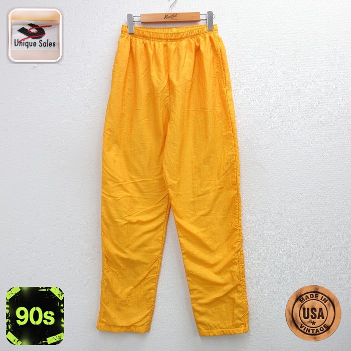 ナイロン 90s パンツ 無地 イエロー W29 | 古着