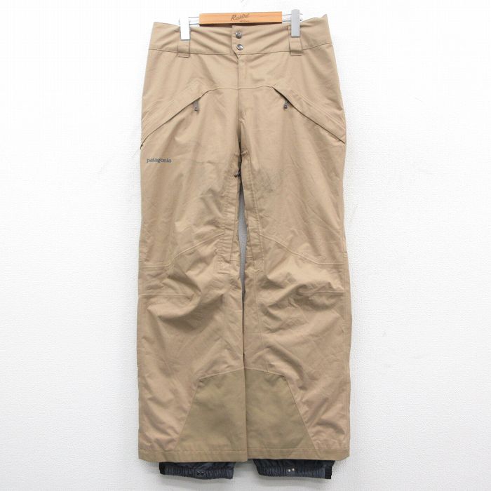 W35★古着 パタゴニア patagonia スキー パンツ メンズ ワンポイントロゴ ベージュ他 26jan06