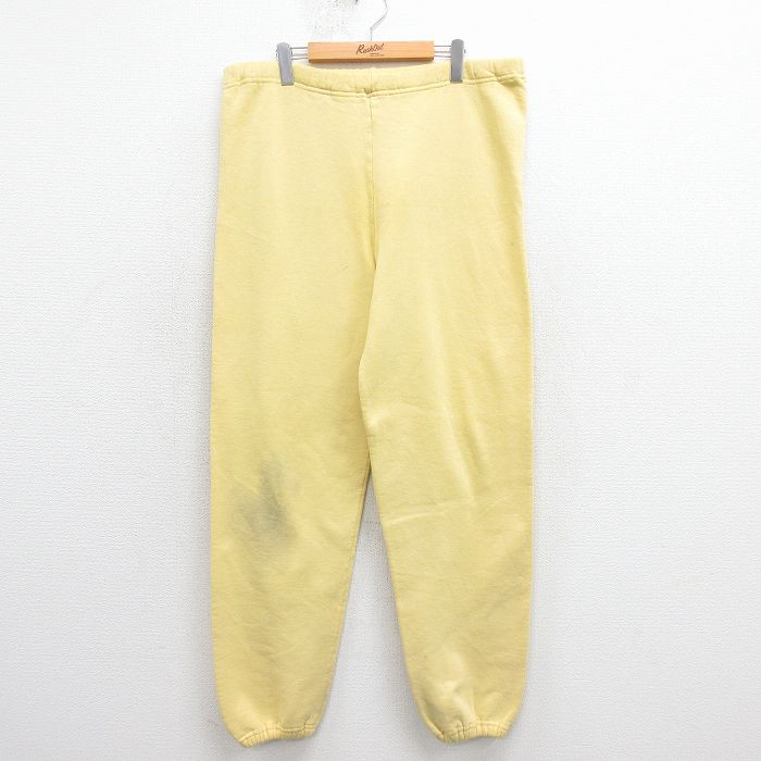 W38★古着 ラッセル スウェット パンツ メンズ 80年代 80s 無地 黄色 26jan08