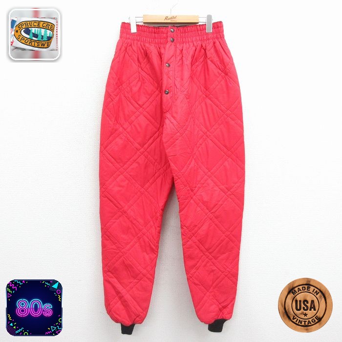 【50%OFF】80s キルティングパンツ レッド W35 | 古着