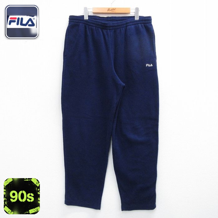 【50%OFF】フィラ 90s フリースパンツ ワンポイントロゴ ネイビー W34 | 古着