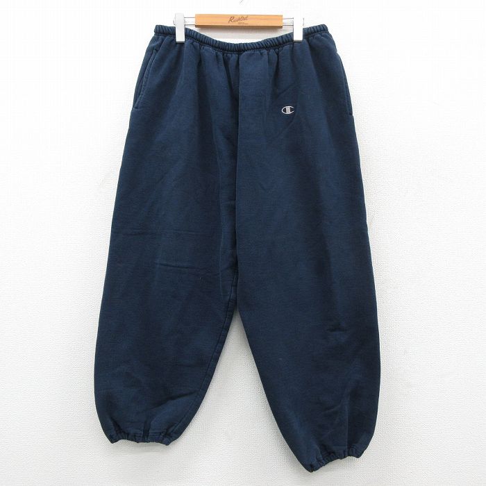 W32★古着 チャンピオン champion スウェット パンツ メンズ 00年代 00s ワンポイントロゴ 紺 26feb09