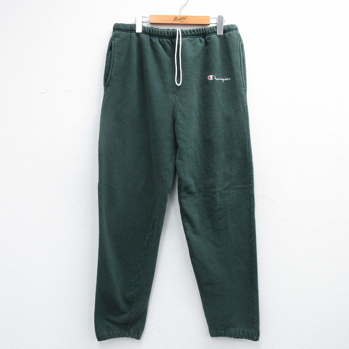 W38★古着 チャンピオン champion スウェット パンツ メンズ 90年代 90s ワンポイントロゴ USA製 緑【spe】 26feb24