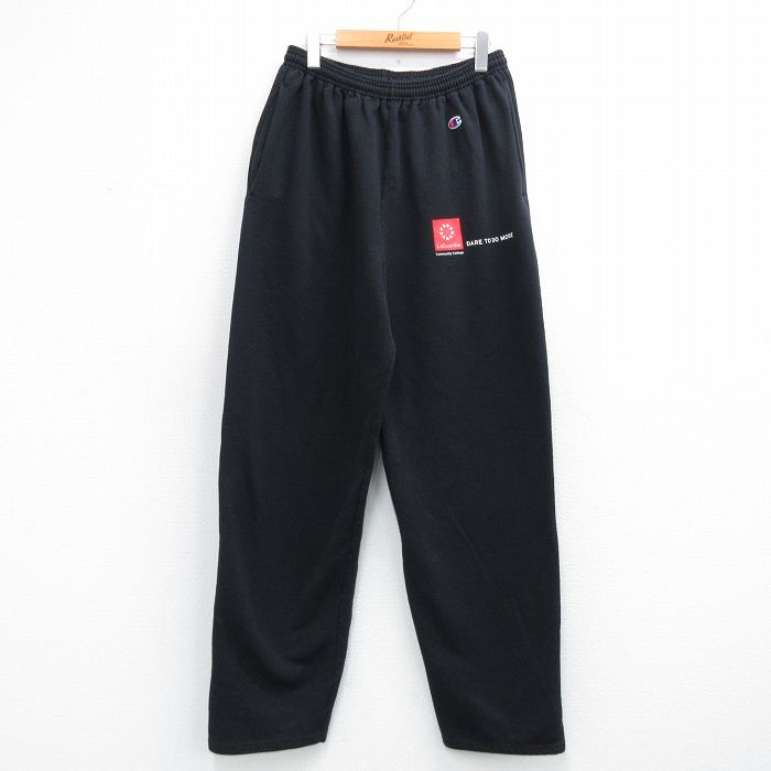 W36★古着 チャンピオン champion スウェット パンツ メンズ コミュニティカレッジ 黒 26feb24