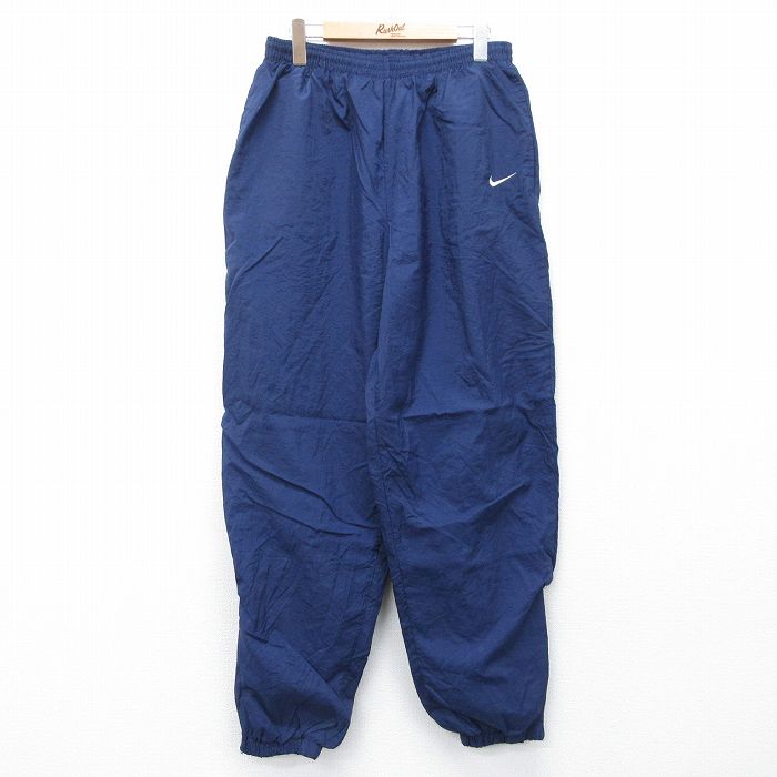 W36★古着 ナイキ NIKE イージー パンツ メンズ 00年代 00s ワンポイントロゴ 紺 26feb26