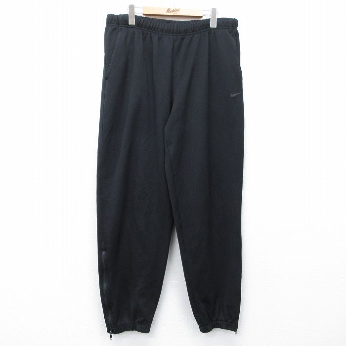 W38★古着 ナイキ NIKE イージー パンツ メンズ 00年代 00s ワンポイントロゴ 黒 26feb26