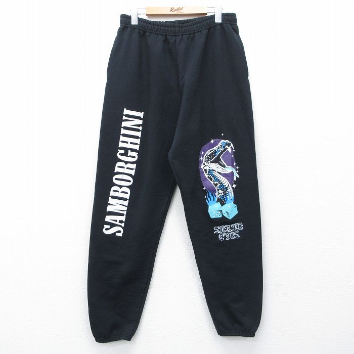 W35★古着 ジャージーズ スウェット パンツ メンズ SAMBORGHINI 黒 26feb26