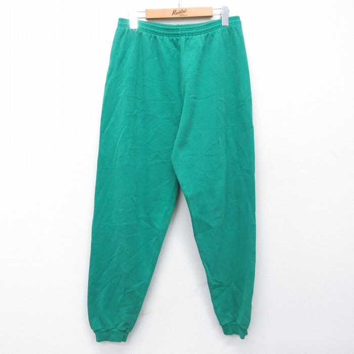 W35★古着 ヘインズ スウェット パンツ メンズ 90年代 90s 無地 USA製 青緑 26feb26