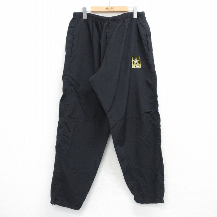 W37★古着 ミリタリー ナイロン パンツ メンズ USアーミー USA製 黒 26mar10