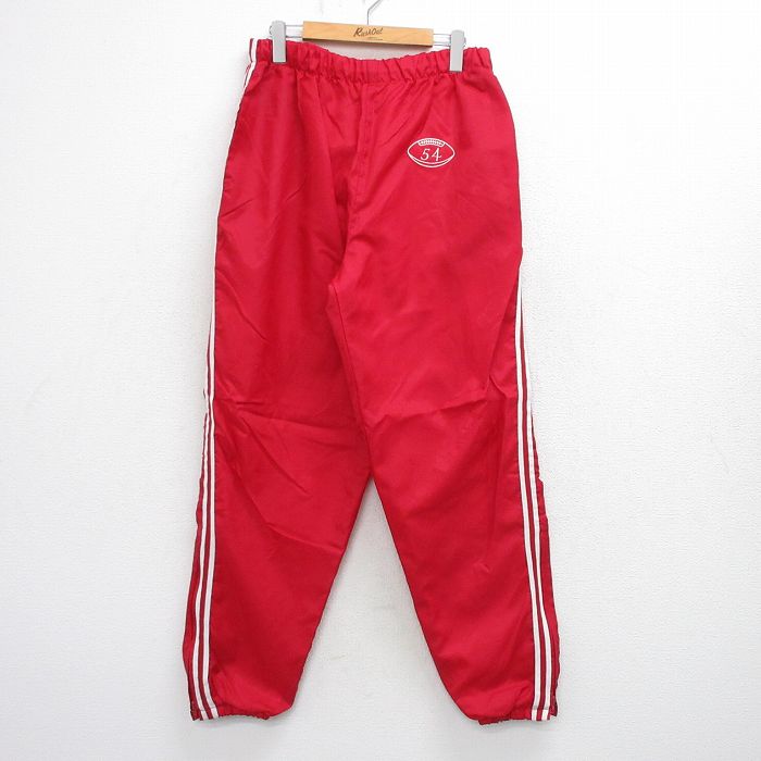 W31★古着 ナイロン パンツ メンズ 80年代 80s フットボール 54 USA製 赤 26mar12