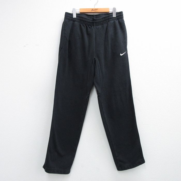 W32★古着 ナイキ NIKE スウェット パンツ メンズ ワンポイントロゴ 黒 26mar19