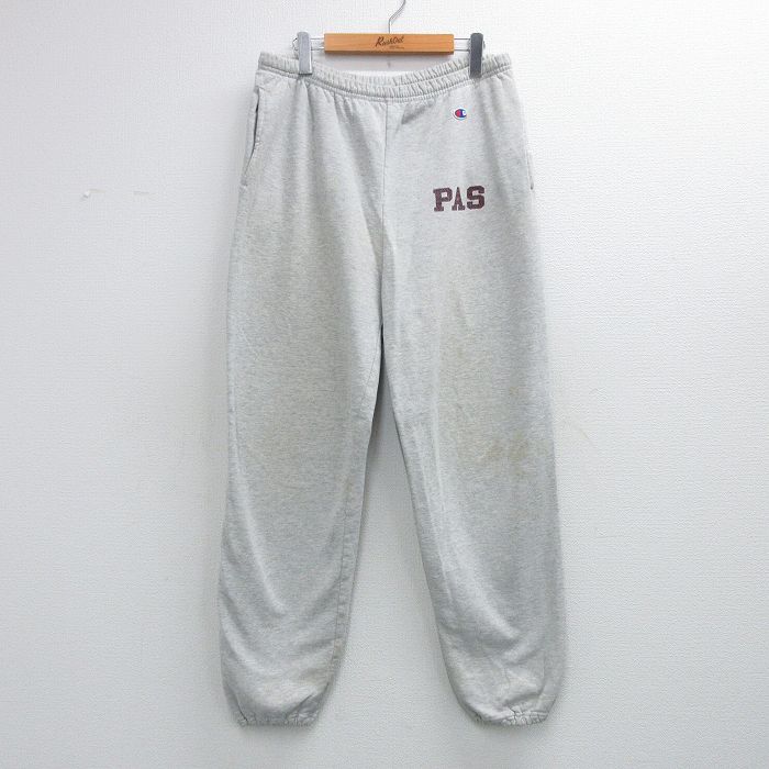 W37★古着 チャンピオン Champion スウェット パンツ メンズ 90年代 90s ワンポイントロゴ PAS 薄グレー 霜降り 26mar19