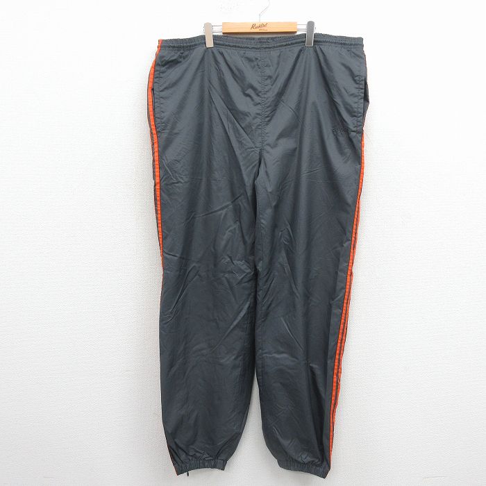 W41★古着 アディダス adidas ナイロン パンツ メンズ 90年代 90s ワンポイントロゴ 大きいサイズ グレー 3本ライン 26mar23