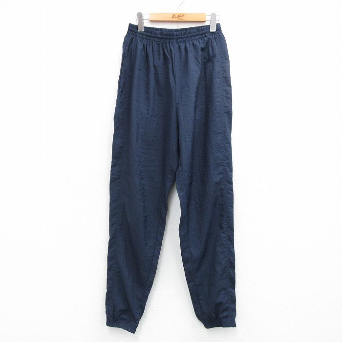 W27★古着 リーボック ナイロン パンツ メンズ 90年代 90s ワンポイントロゴ 濃紺 26apr14