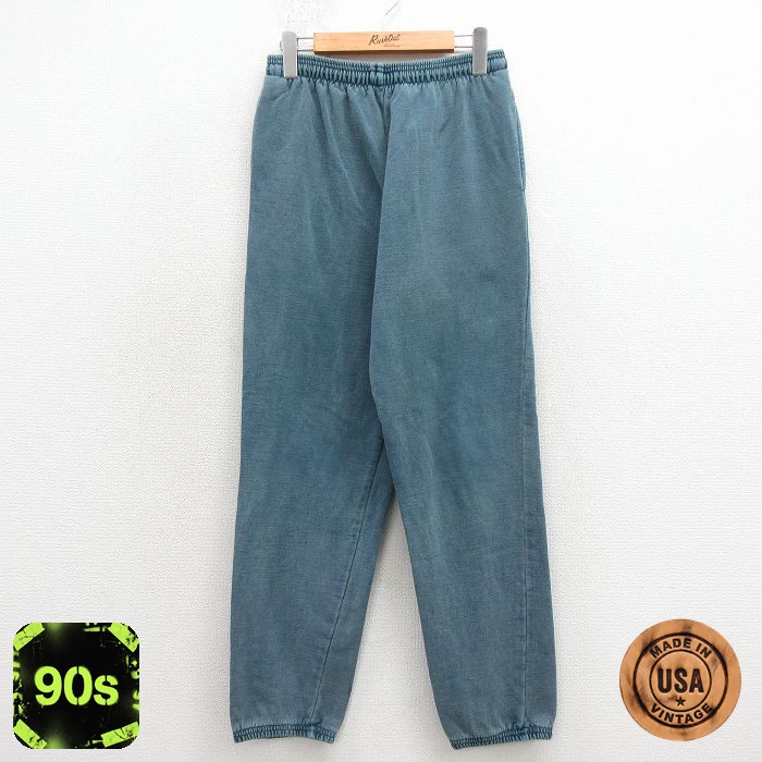 90s スウェットパンツ グリーン 実寸W30 | 古着