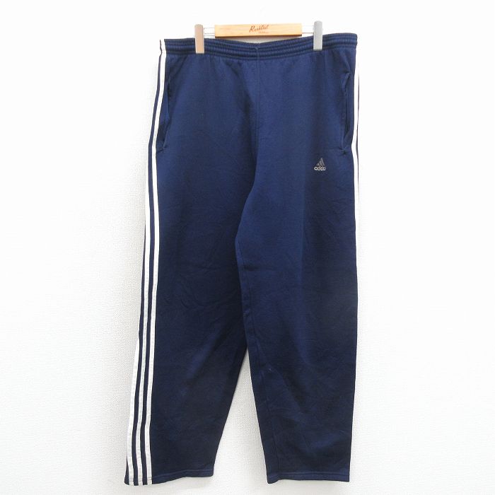 W35★古着 アディダス adidas ジャージ パンツ メンズ 90年代 90s ワンポイントロゴ USA製 紺 3本ライン【spe】 26apr24