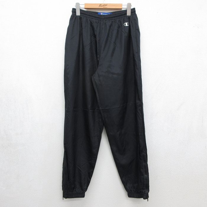 チャンピオン 00s ナイロンパンツ ワンポイントロゴ ブラック 実寸W30 | 古着
