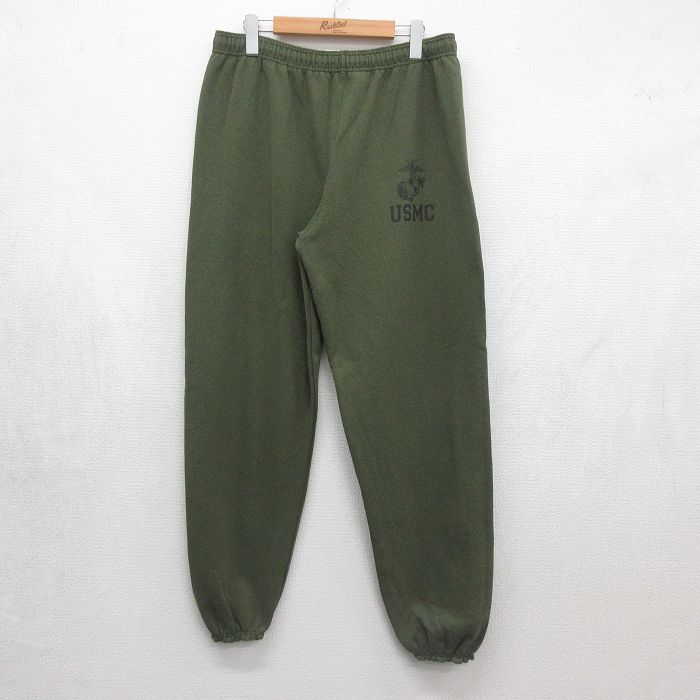 W36★古着 スウェット パンツ メンズ ミリタリー USMC USA製 カーキ 26jun30