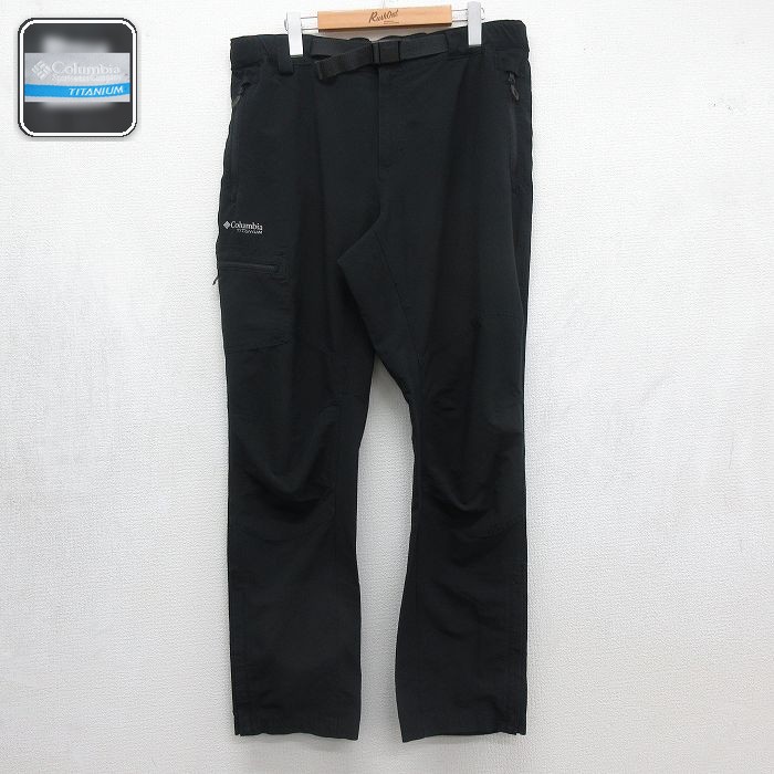 コロンビア ワンポイントロゴパンツ ブラック 実寸W37 | 古着