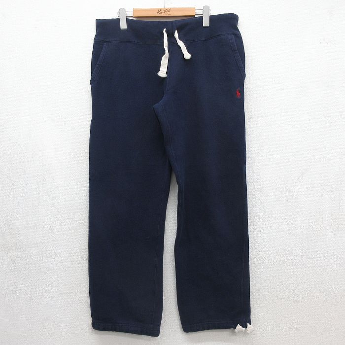 ラルフローレン 90s スウェットパンツ ワンポイントロゴ ネイビー 実寸W35 | 古着