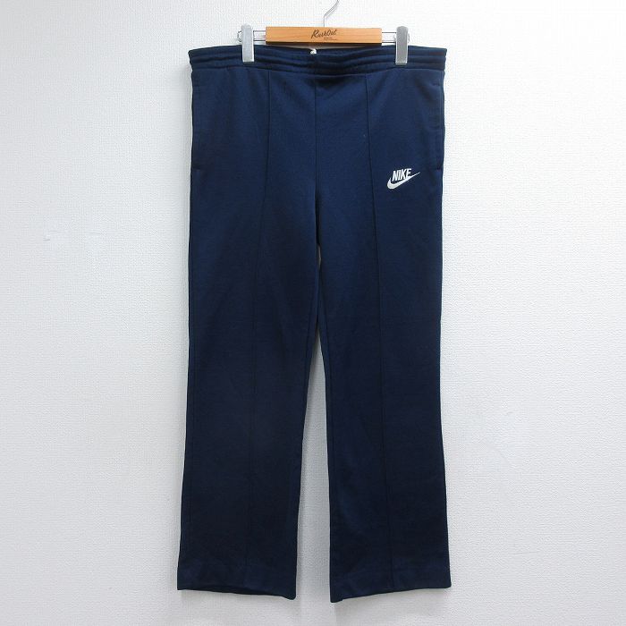 W34★古着 ナイキ NIKE ジャージ パンツ メンズ 70年代 70s ワンポイントロゴ ネイビー【spe】 26jul04