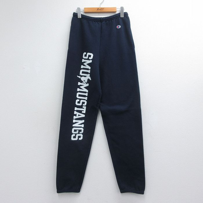W31★古着 チャンピオン champion スウェット パンツ メンズ 00年代 00s SMU MUSTANGS ネイビー 26jul04