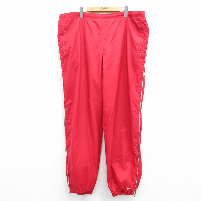 ナイキ 00s ナイロンパンツ ワンポイントロゴ レッド 実寸W38 | 古着