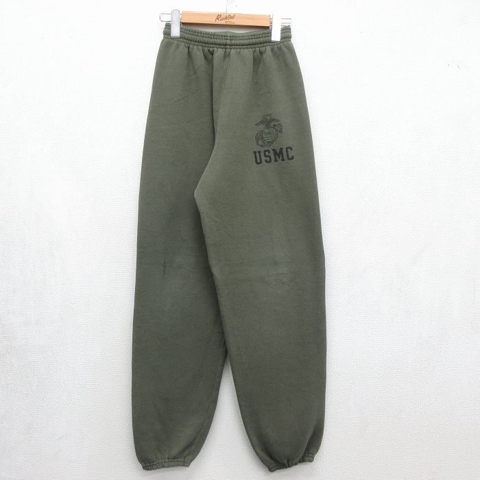 実寸W28 ミリタリースウェットパンツ USMC カーキ | 古着