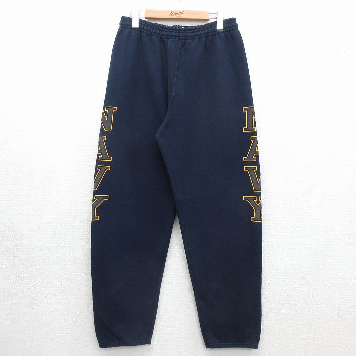 90s ミリタリースウェットパンツ リフレクター ネイビー 実寸W33 | 古着