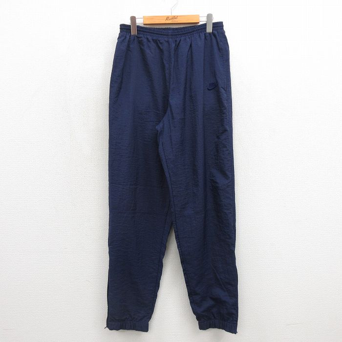 ナイキ 90s ナイロンパンツ ワンポイントロゴ ネイビー 実寸W30 | 古着