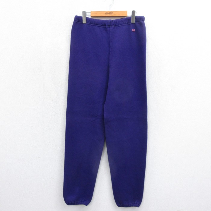 W33★古着 Russell ラッセル メンズ 80年代 80s ワンポイントロゴ スウェット 刺繍ロゴ USA製 パープル【spe】 26sep04