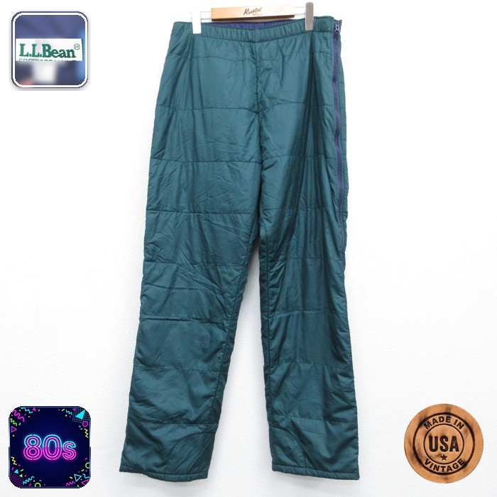 L.L.Bean エルエルビーン パンツ ナイロン メンズ 80s プリマロフト USA製 グリーン 実寸W33 | 古着