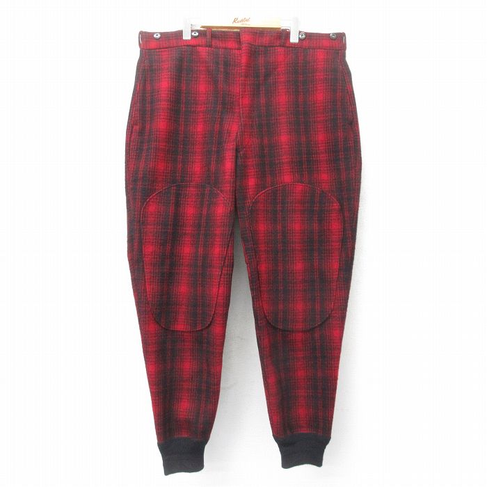 W43★古着 ウールリッチ WOOLRICH ビンテージ ハンティング パンツ メンズ 60年代 60s ダブルニー 大きいサイズ ウール タロン 赤他 レッド チェック 【spe】 24nov28 中古 ボトムス ロング