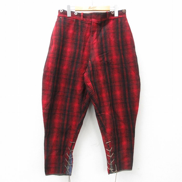 【20%OFF】W31★古着 ウールリッチ WOOLRICH ビンテージ ハンティング パンツ メンズ 60年代 60s ウール タロン 赤他 レッド チェック 25feb13 中古 ボトムス ロング