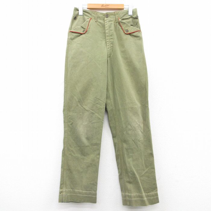 W28★古着 ビンテージ ボーイスカウト パンツ メンズ 70年代 70s タロン 緑 グリーン 25mar12 中古 ボトムス ロング