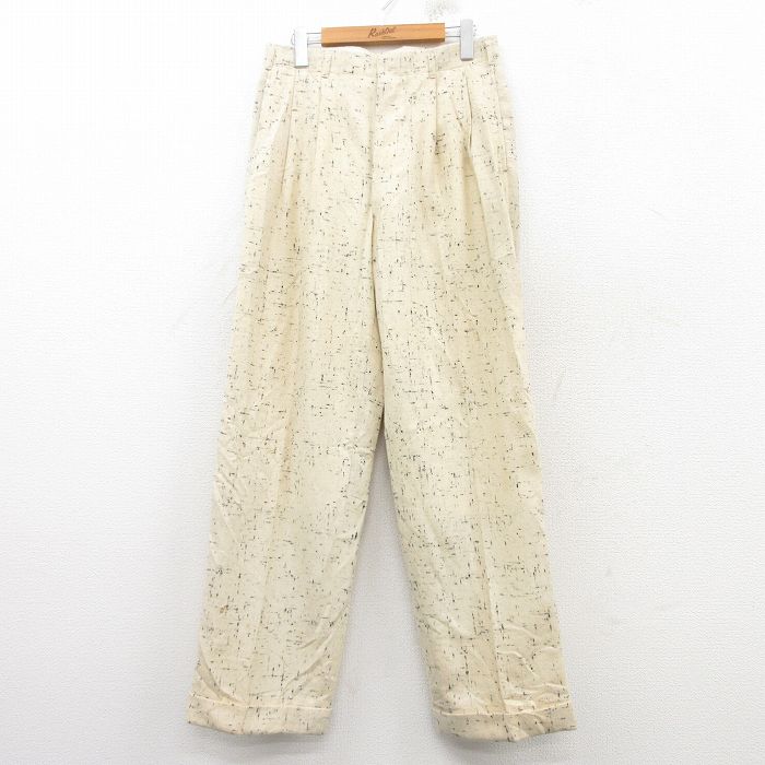 W31★古着 ビンテージ スラックス パンツ メンズ 60年代 60s タロン 薄黄他 イエロー 【spe】 25mar12 中古 ボトムス ロング