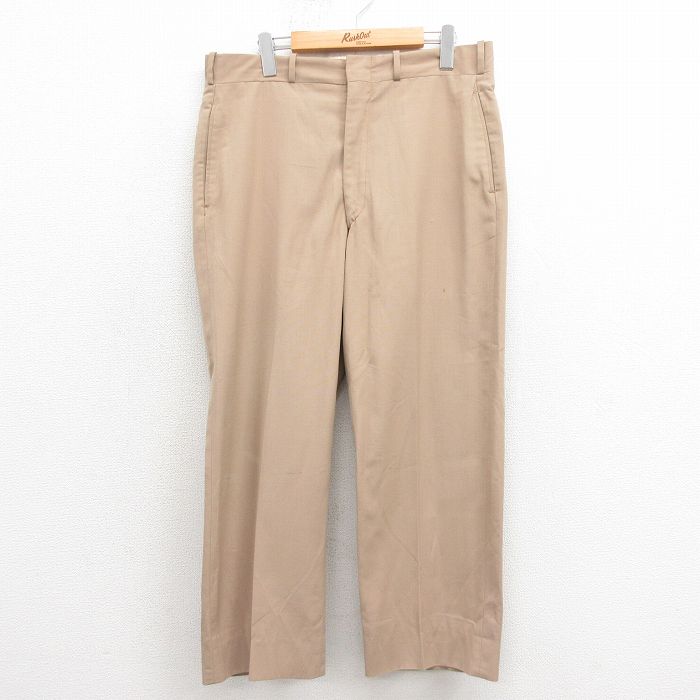 W35★古着 ビンテージ スラックス パンツ メンズ 60年代 60s タロン ベージュ カーキ 25oct30 中古 ボトムス ロング