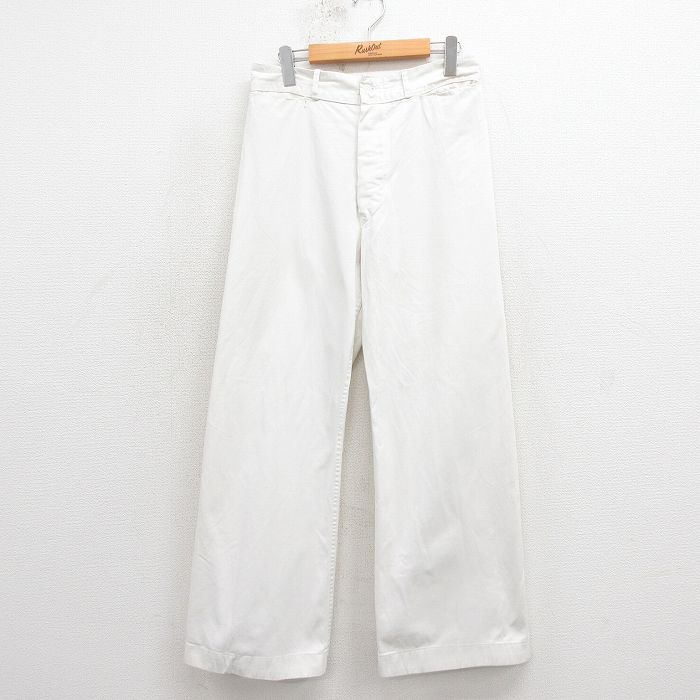 W30★古着 ビンテージ ミリタリー パンツ メンズ 60年代 60s 白 ホワイト 【spe】 25oct30 中古 ボトムス ロング