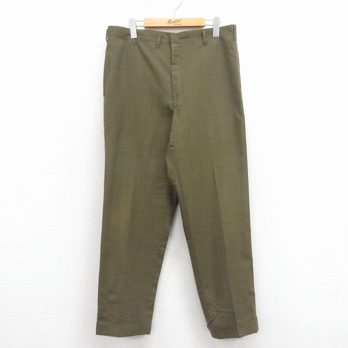 W34★古着 ビンテージ スラックス パンツ メンズ 70年代 70s タロン 緑 26jan16