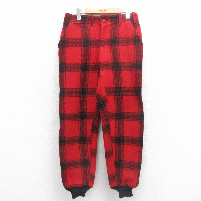 W32★古着 シアーズ ビンテージ ハンティング パンツ メンズ 60年代 60s ウール タロン 赤他 チェック【spe】 26feb10