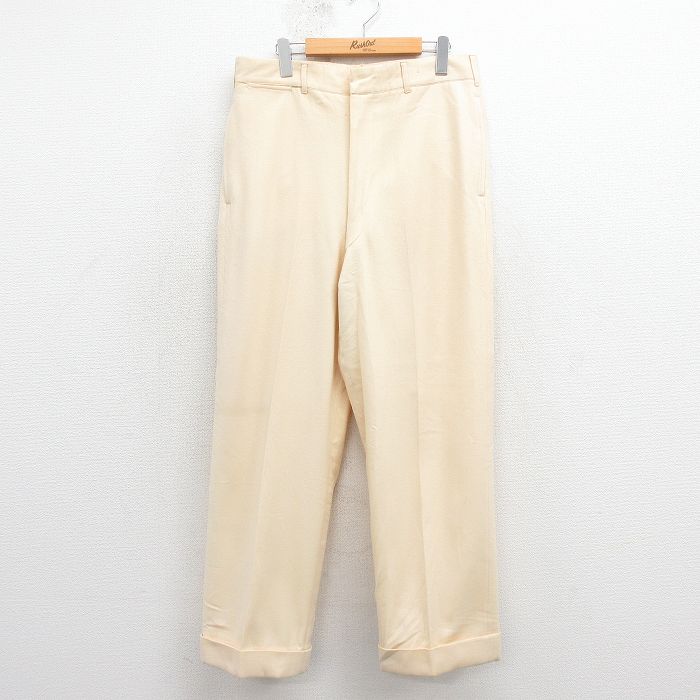 W33★古着 ブルックスブラザーズ ビンテージ ブランド スラックス パンツ メンズ 70年代 70s タロン 生成り 26feb10