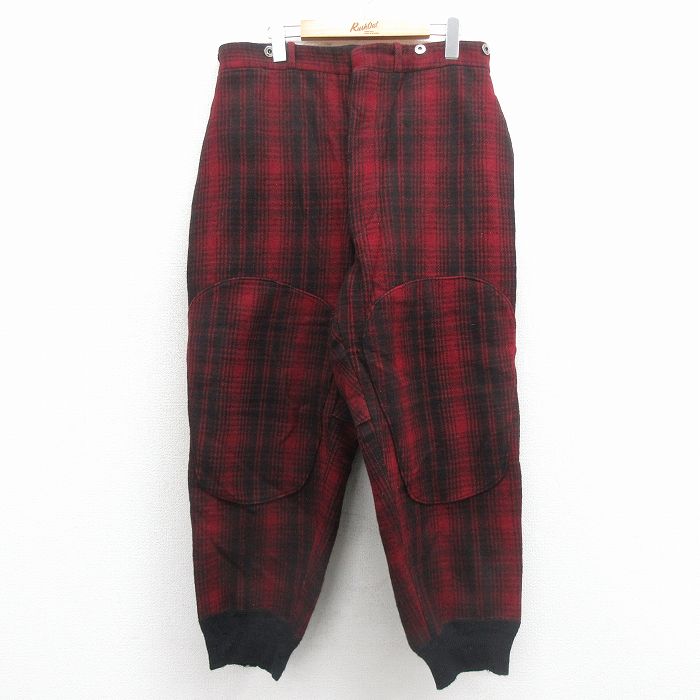 W34★古着 ウールリッチ ビンテージ ハンティング パンツ メンズ 50年代 50s エンジ他 チェック 26feb10