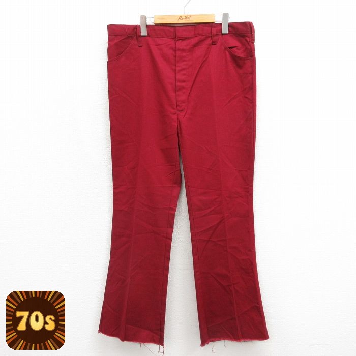 70s フレアパンツ バーガンディ 実寸W38 | 古着