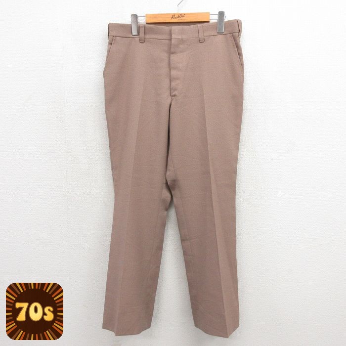 70s スラックス 霜降り ブラウン 実寸W33 | 古着