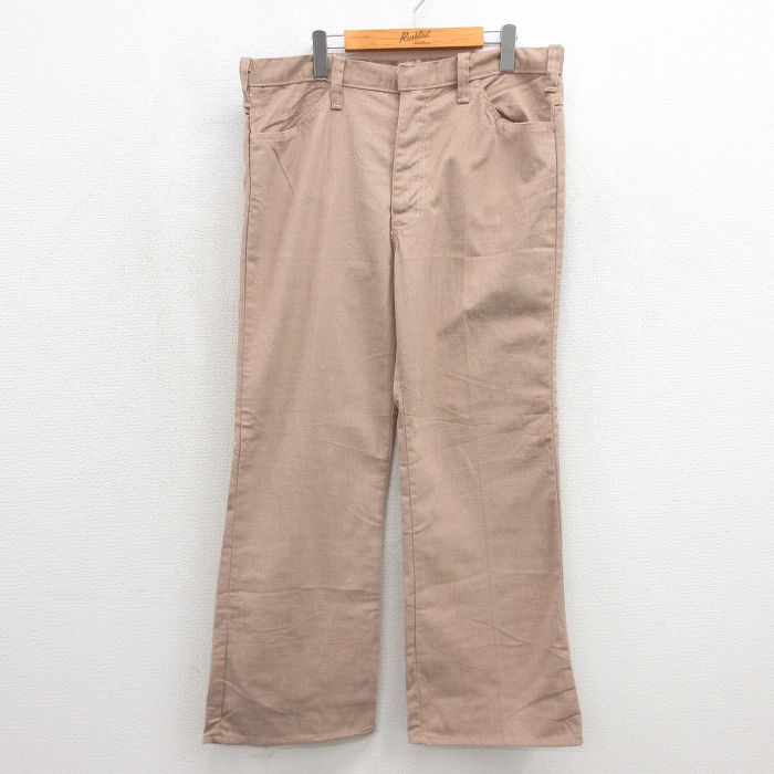 70s フレアパンツ 霜降り ブラウン 実寸W37 | 古着